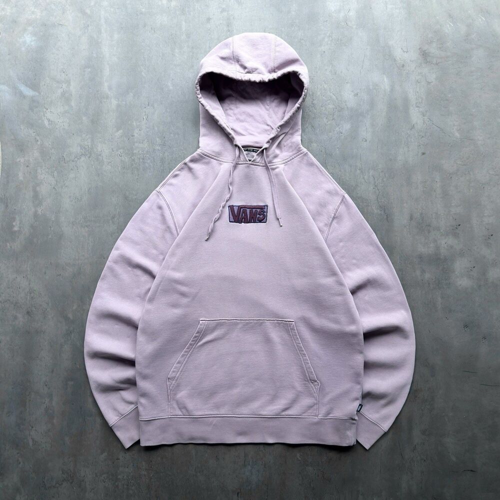 Vans Hoodie Mens Large Pink Embroidered Logo Pullover Skate Fleece